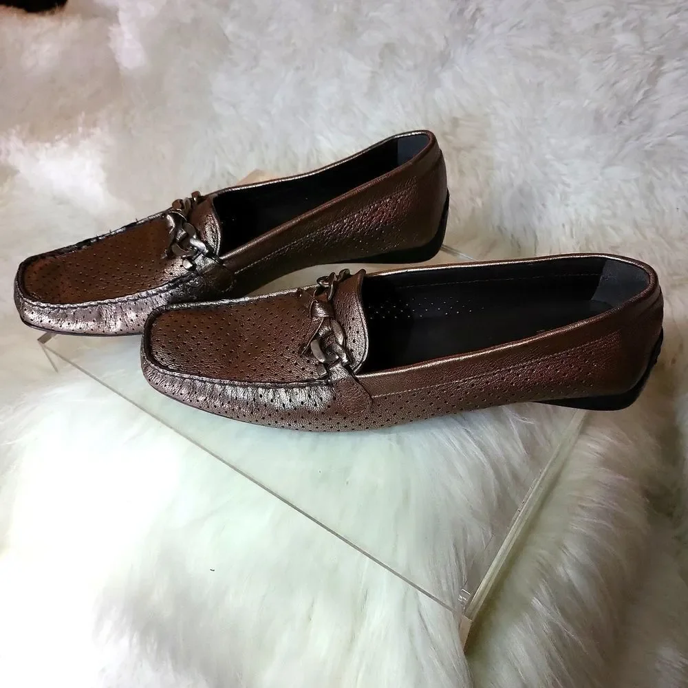 NWOT STUART WEITZMAN LINCOLN SABLE OLD NAPPA SZ.11 NARROW ,PEWTER SILVER